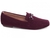 Mocassim Feminino Camurça Vinho Marsala Bico Alongado Nobuck Macio Costurado