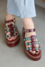 Sandália Flatform Lara - couro marrom e pedras turquesas - ETC. shoes