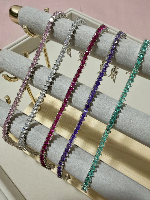 Pulseira Riviera 3 Pontas Cravejada Luxo