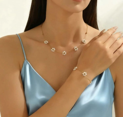 Conjunto Colar e Pulseira Margarida