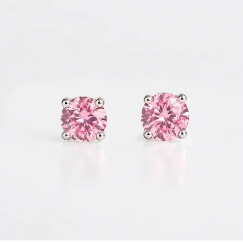 Brinco Ponto De Luz Rosa Moissanite