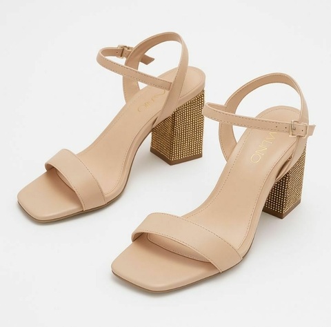 SANDÁLIA SALTO FEMININO BEGE VIA UNO - comprar online