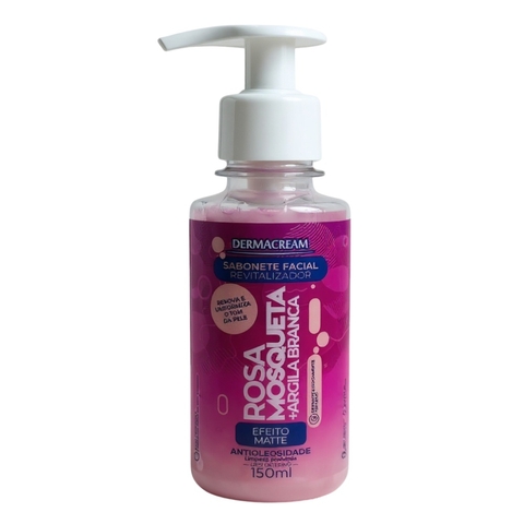Sabonete Facial Revitalizador Rosa Mosqueta+ Argila Branca Matte 150ml Dermacream