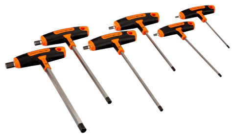 JUEGO DE DESTORNILLADORES HEXAGONALES CON AGARRE DE MANGO EN T 6 PIEZAS