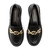 Loafer em Couro Preto com Enfeite de Corrente Dourada - La Belle Femme