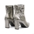 Bota Prata em Couro com Salto Regular - La Belle Femme