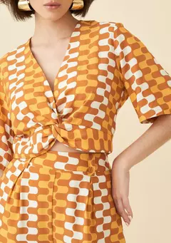 Imagem do Cropped torção Laranja/Off