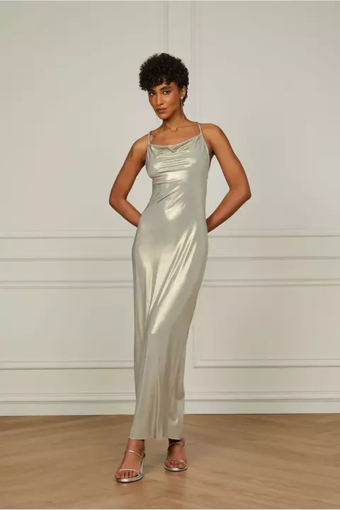 Vestido Longo Degage Metalizado Animale
