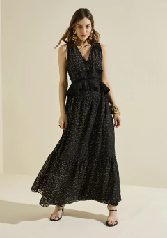 Vestido Longo MR Solto Decot V Preto