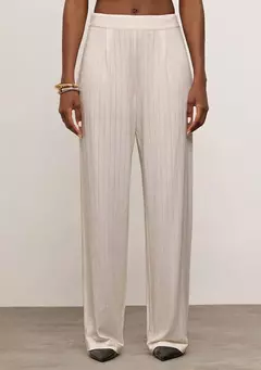 Pantalona Malha Canelada Bege - comprar online