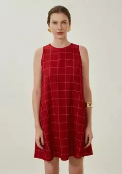Vestido Curto MV Vermelho Risca De Giz