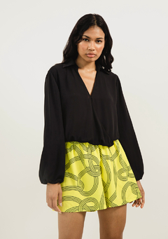 Camisa Curta Manga Longa Preta Zinco