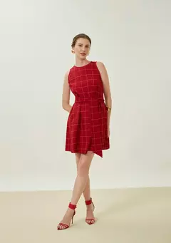 Imagem do Vestido Curto MV Vermelho Risca De Giz