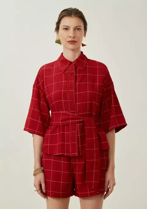 Camisa MV Vermelha Solta Gola Classica