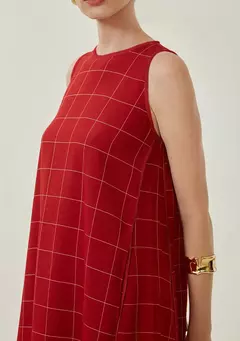 Vestido Curto MV Vermelho Risca De Giz - comprar online