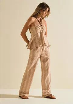 Calça Morena Rosa Reta Alta Marrom - comprar online