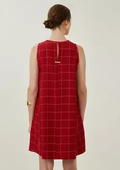 Vestido Curto MV Vermelho Risca De Giz na internet