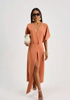 Vestido Midi Evase Marrom Iodice