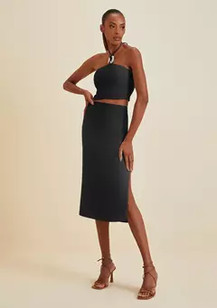 Saia MR Midi Preta com Fenda - loja online