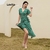 Vestido Envelope Floral Com Fenda e Babado na internet