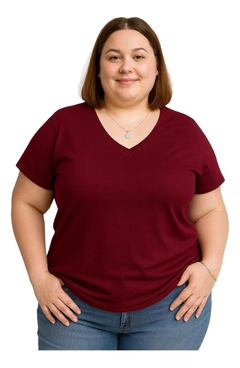 Remera Manga Corta Soft Premium Escote V Talle Grande Evase