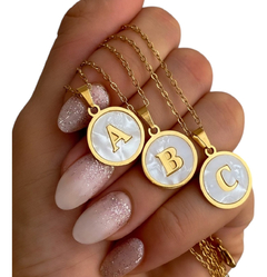 Cadenita Con Inicial En Nacar Acero Premium Original Luxury