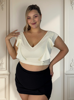 Top Blusa Berna Crep Volados Talles Grandes Especiales