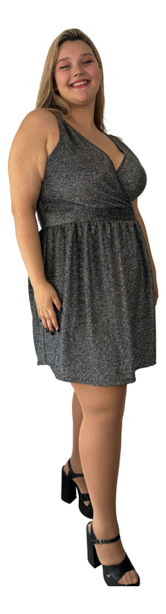 Vestido Corto Cruzado Lurex Moda Talles Grandes Especiales en internet