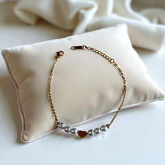 Pulsera Pearl Nácar Corazon Acero Premium - comprar online