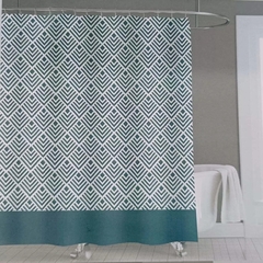 Cortina de baño de teflon estampado con 12 ganchos City Blanco