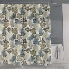 Cortina de baño de teflon estampado con 12 ganchos City Blanco en internet
