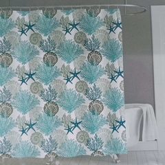 Cortina de baño de teflon estampado con 12 ganchos City Blanco - comprar online