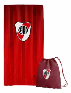 Toallon Playero con mochila River / Boca - Blanco Castelli Mayorista