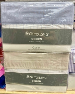 Juego de sabanas Alcoyana Origen Percal 180 Hilos (Queen) - Blanco Castelli Mayorista