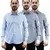 Imagem do Kit 3 Camisas Social Masculina Listrada Manga Longa
