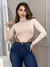 Imagem do Body Collant Cavado Feminino Gola Alta Manga Longa Moda Blogueira