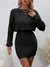 Sólido Ombro Caído Canelado Vestido De Tricô - comprar online