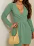 Vestido Curto Manga Longa Bufante Princesa Transpassado Decote Sexy Moda Festa Elegante Outono Inverno - Seuconfortotche