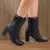 Bota Feminina Cano Médio Bico Quadrado Com Fivela E Zíper Sola Antiderrapante Conforto e Praticidade - Seuconfortotche