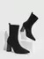 Imagem do CUCCOO BASICS Botas de Malha Elástica de Cano Médio com Salto Grosso e Bico Fino, Moda em Café Escuro, Adequado para Deslocamentos,Outono e Inverno