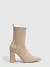 Imagem do CUCCOO BASICS Botas de Malha Elástica de Cano Médio com Salto Grosso e Bico Fino, Moda em Café Escuro, Adequado para Deslocamentos,Outono e Inverno