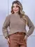 Blusa cropped feminina de tricot manga bufante lisa outono inverno