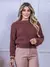 Imagem do Blusa cropped feminina de tricot manga bufante lisa outono inverno