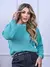 Blusa cropped feminina de tricot manga bufante lisa outono inverno - comprar online