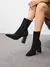 CUCCOO BASICS Botas de Malha Elástica de Cano Médio com Salto Grosso e Bico Fino, Moda em Café Escuro, Adequado para Deslocamentos,Outono e Inverno - loja online