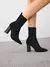 CUCCOO BASICS Botas de Malha Elástica de Cano Médio com Salto Grosso e Bico Fino, Moda em Café Escuro, Adequado para Deslocamentos,Outono e Inverno - Seuconfortotche