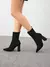 CUCCOO BASICS Botas de Malha Elástica de Cano Médio com Salto Grosso e Bico Fino, Moda em Café Escuro, Adequado para Deslocamentos,Outono e Inverno - loja online