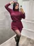Poncho Feminino de Tricot Manga Longa Lanzinha Flanelada Tendencia Inverno Gola Alta Vestido Trico Blogueira - loja online