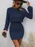 Sólido Ombro Caído Canelado Vestido De Tricô - comprar online