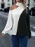 Camiseta Gráfica Feminina com Decote Assimétrico Bicolor na internet